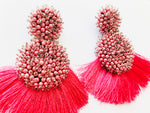Aretes Stella mexicanos artesanales  color perla pink